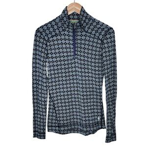 Smartwool 100% Merino Wool Quarter-Zip  Base Layer Size Medium Geometric Print